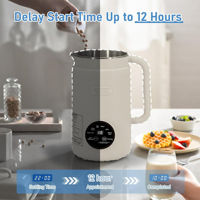 8-in-1 Nut Milk Maker, 41 Oz Soy Milk Maker Machine With 10 Blades, For Homemade Oat, Nut, Soy, Juice, Milkshake, Rice Cereal, Plant-Based Beverages With Self-Cleaning, Boil Water, 12-Hour Delay