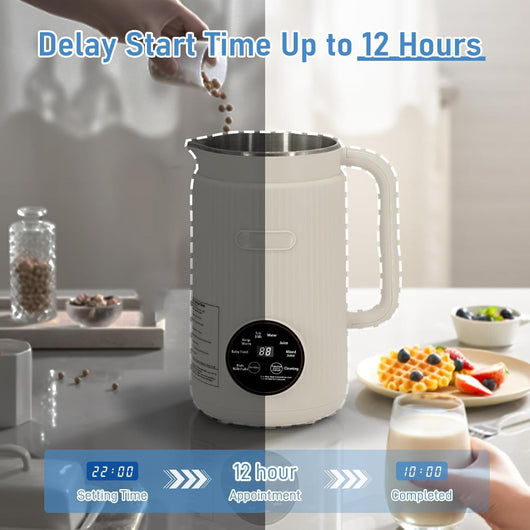8-in-1 Nut Milk Maker, 41 Oz Soy Milk Maker Machine With 10 Blades, For Homemade Oat, Nut, Soy, Juice, Milkshake, Rice Cereal, Plant-Based Beverages With Self-Cleaning, Boil Water, 12-Hour Delay