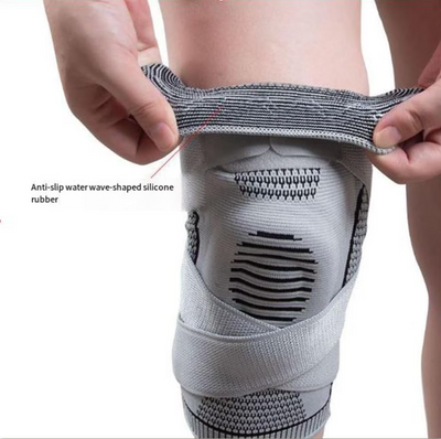 Sports silicone knee pad  pressure strap support